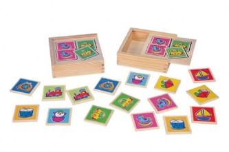 Pexeso dřevo 16ks v krabičce 12,5x12,5x3,5cm 12m+