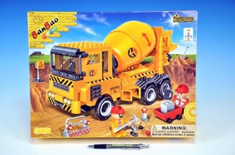 Stavebnice BanBao Auto Míchačka stavební 315ks + 3 figurky v krabici 37,5x28,5x6cm
