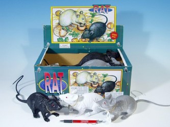 Krysa pískající plast 48cm 3 barvy