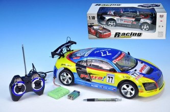 KMS Auto RC závodní 45cm 27MHz na baterie svítící kola s adaptérem a packem 2druhy 2barvy v krabici