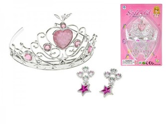 Korunka+náušnice plast na kartě 16x14cm karneval