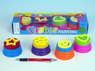 Prstové barvy+razítka 4ks v krabičce