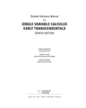 Student Solutions Manual for Stewart's Single Variable Calculus: Early  Transcendentals, 8th