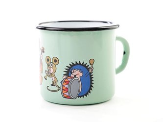 Krtek - hrnek smaltovaný 8cm, mátový/ muzikanti