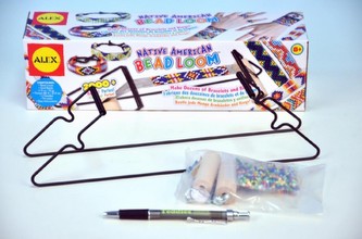 Stav na korálkové náramky kov/dřevo+korálky+doplňky v krabici