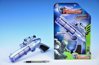 Pistole laserová plast 25cm na baterie se zvukem se světlem na kartě