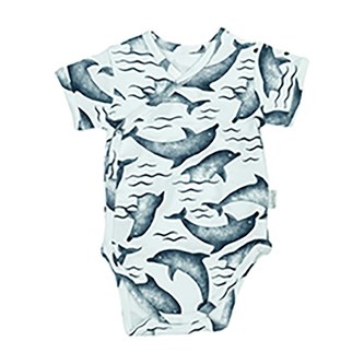 Kojenecké bavlněné body s bočním zapínáním Nicol Dolphin - velikost 56 (0-3m)