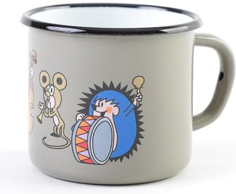 Krtek - hrnek smaltovaný 7cm, šedý/ muzikanti