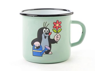 Krtek - hrnek smaltovaný 8cm, mátový/ konev