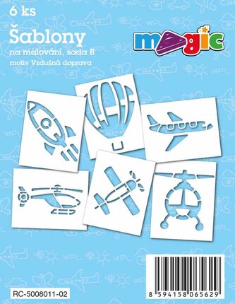 Šablóny na maľovanie voskovky magické - vzdušná doprava 6ks v sáčku