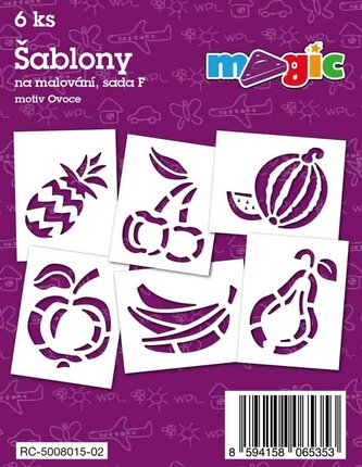 Šablóny na maľovanie voskovky magické - ovocie 6ks v sáčku