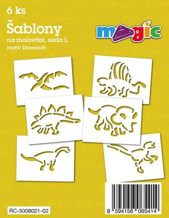 Šablóny na maľovanie voskovky magické - dinosaury 6ks v sáčku