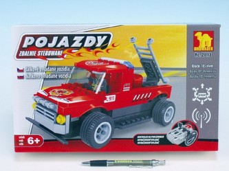 Stavebnice Dromader Auto RC Hasiči 20113 na vysílačku na baterie 185ks v krabici 34x21x7cm