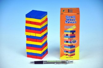 Hra Jenga věž dřevo 15cm 45 dílků hlavolam v krabičce