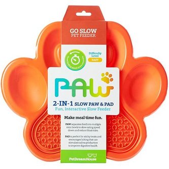 PetDreamHouse zpomalovací miska Paw 2v1 – oranžová