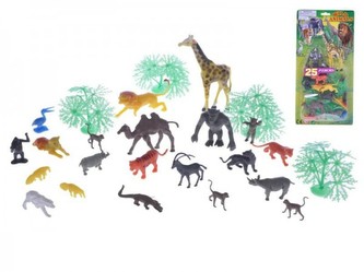 Zvířátka ZOO 3-13cm s doplňky plast 25ks na kartě