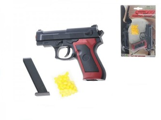 Pistole na kuličky plast 11cm s kuličkami na kartě