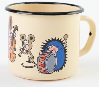 Krtek - hrnek smaltovaný 8cm, krémový/ muzikanti