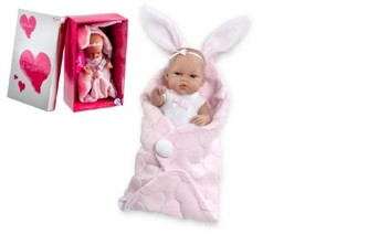 Panenka/miminko Arias 33cm pevné tělo v zavinovačce v krabici