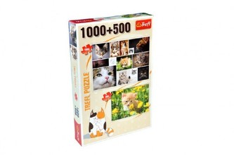 Puzzle Koťata 1000 dílků 68,3x48cm + Kotě na louce 500 dílků 48x34cm v krabici