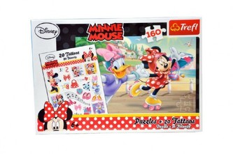 Puzzle Minnie + tetování 41x27,8cm 160 dílků v krabici 33x23x4cm
