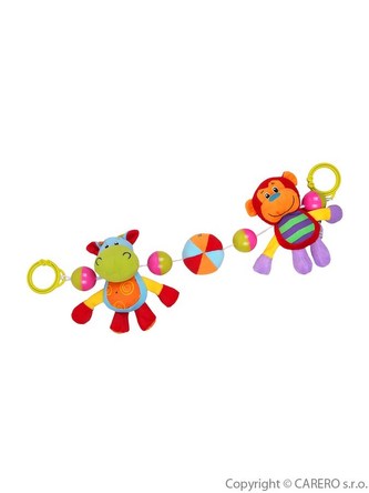 Dětské plyšové chrastítko do kočárku Baby Mix hrošík a opička