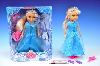 Panenka Princezna zimní s doplňky plast 38cm v krabici