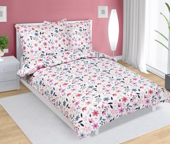 Povlečení bavlněný satén - barevné kvítí - 140x220, 70x90 cm