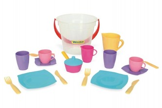 Nádobí kyblík s nádobím plast 18ks  Wader