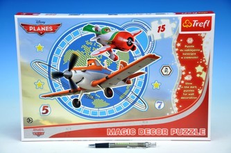 Puzzle Planes dekorovací svítící ve tmě 15 dílků + rámeček v krabičce