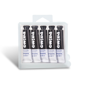Temperová barva PRIMO, 12ml, 5ks, černá, tuba