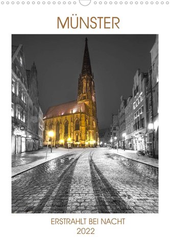 Münster - erstrahlt bei Nacht (Wandkalender 2022 DIN A3 hoch)