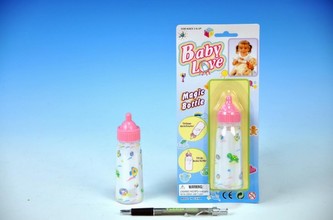 Kojenecká lahvička s mlékem plast 12cm na kartě