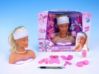 Česací hlava s doplňky 18cm v krabici