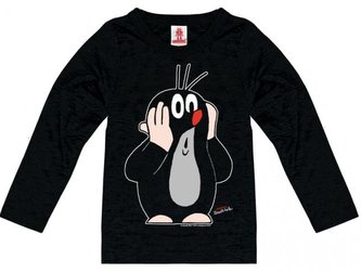 Detské tričko Krtko s dlhým rukávom: Oh Oh! (výška 116 cm) čierna bavlna