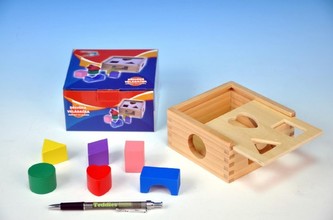 Vkládačka dřevěná 12x12x6cm různé tvary 12m+ v krabičce