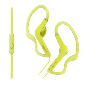 SONY headset do uší MDRAS210APY/ sluchátka drátová + mikrofon/ sportovní/ 3,5mm jack/ citlivost 104 dB/mW/ žlutá