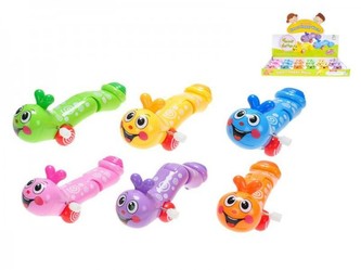 Červík/housenka plast lezoucí 13cm na klíček 6 barev  od 18 měsíců