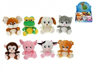 Zvířátko plyš sedící 15cm 8 druhů 12ks v boxu