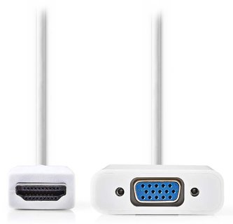 NEDIS HDMI redukční kabel/ HDMI zástrčka - VGA zásuvka + 3,5mm výstup/ bílý/ 20cm
