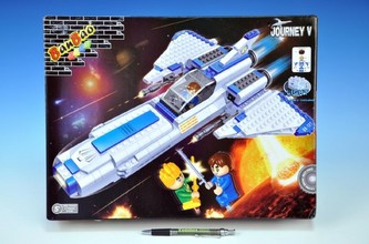 Stavebnice BanBao Vesmírná loď na baterie se světlem 382ks + 3 figurky v krabici 37,5x28,5x6,5cm