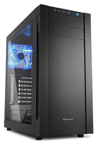 Sharkoon skříň S25-W / Middle Tower / 2x USB3.0 / průhledná bočnice / černá