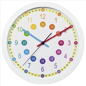 HAMA detské nástenné hodiny Easy Learning / priemer 30 cm / tichý chod / 1x AA batérie / biele