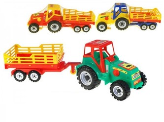 Traktor Farmer s valníkem plast 50cm v síťce