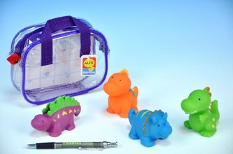 Stříkací figurky do vany Dinosauři 4ks v taštičce od 6 měsíců