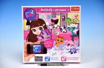 Puzzle s aplikací Littlest Pet Shop 41x27,8cm 80 dílků v krabici 26x26x4cm