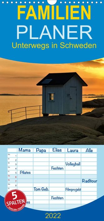 Unterwegs in Schweden - Familienplaner hoch (Wandkalender 2022 , 21 cm x 45 cm, hoch)