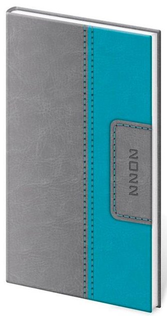 Diář 2022 Classic - šedo/tyrkysový, týdenní kapesní