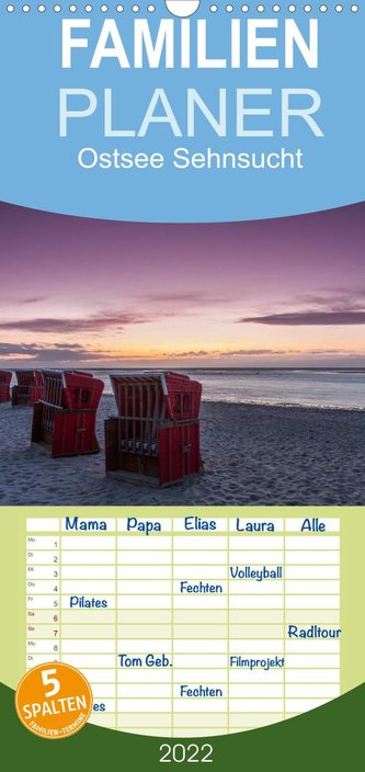 Ostsee Sehnsucht - Familienplaner hoch (Wandkalender 2022 , 21 cm x 45 cm, hoch)