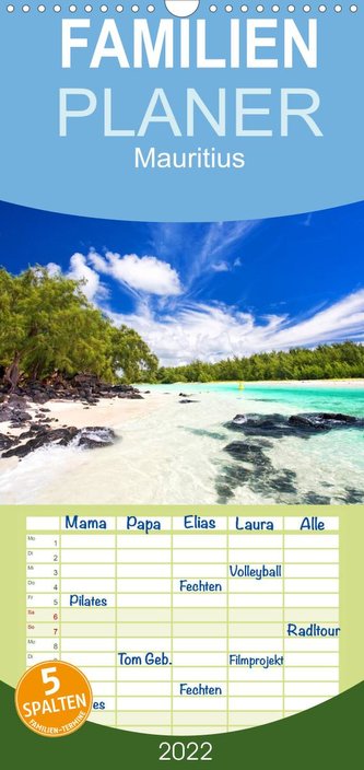 Mauritius - Familienplaner hoch (Wandkalender 2022 , 21 cm x 45 cm, hoch)